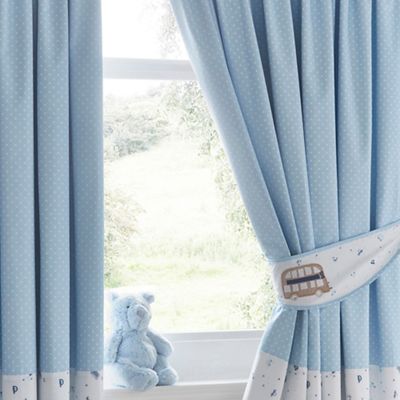 Blue vehicle print curtains